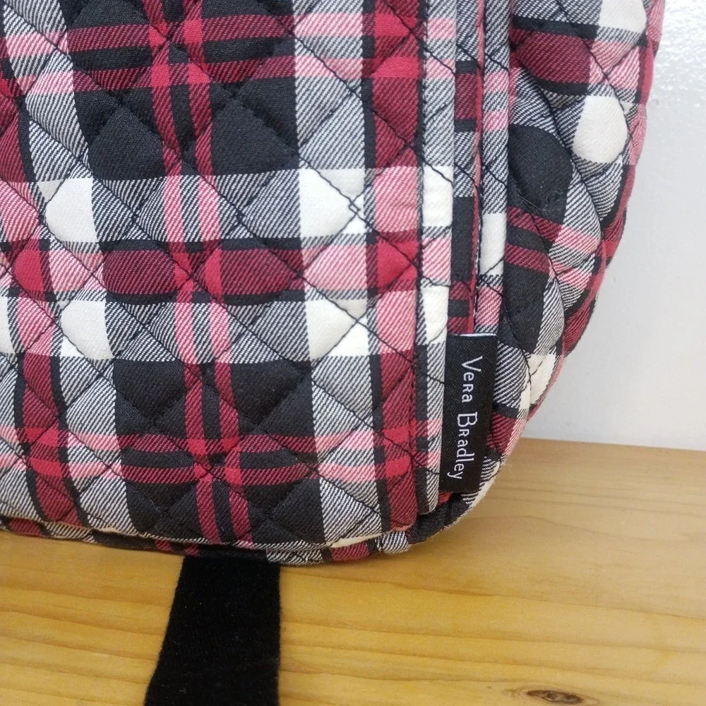Vera Bradley Women's Cotton Small Backpack Mini Backpack Fireplace Plaid Quilted